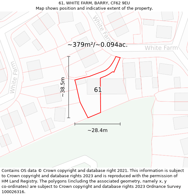 61, WHITE FARM, BARRY, CF62 9EU: Plot and title map