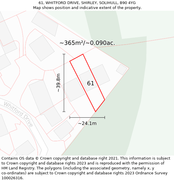 61, WHITFORD DRIVE, SHIRLEY, SOLIHULL, B90 4YG: Plot and title map