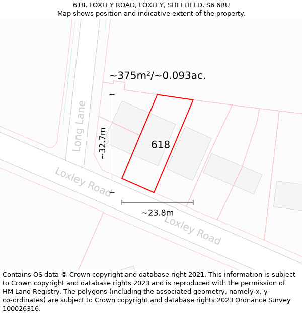 618, LOXLEY ROAD, LOXLEY, SHEFFIELD, S6 6RU: Plot and title map