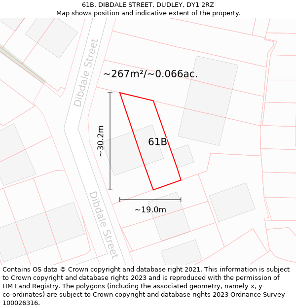 61B, DIBDALE STREET, DUDLEY, DY1 2RZ: Plot and title map