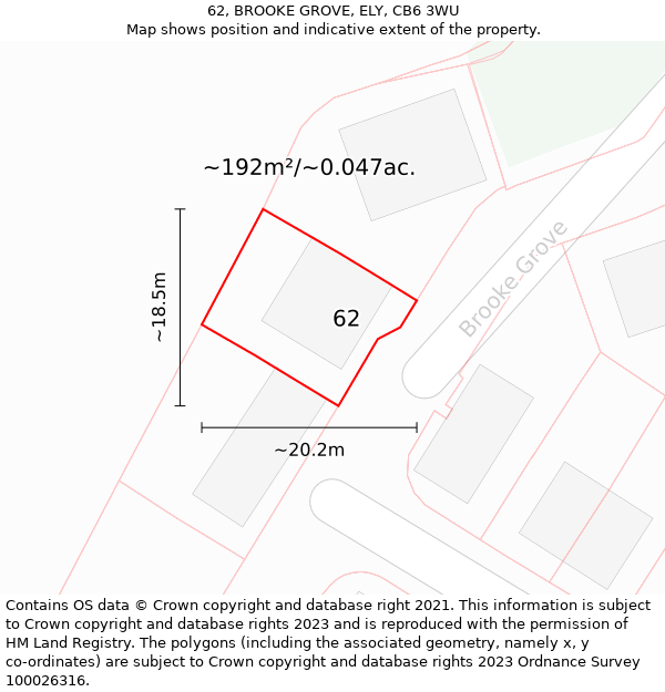 62, BROOKE GROVE, ELY, CB6 3WU: Plot and title map