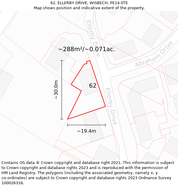 62, ELLERBY DRIVE, WISBECH, PE14 0TE: Plot and title map