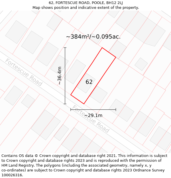 62, FORTESCUE ROAD, POOLE, BH12 2LJ: Plot and title map