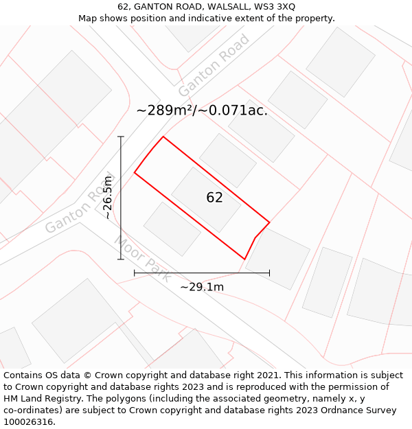 62, GANTON ROAD, WALSALL, WS3 3XQ: Plot and title map