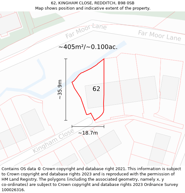 62, KINGHAM CLOSE, REDDITCH, B98 0SB: Plot and title map