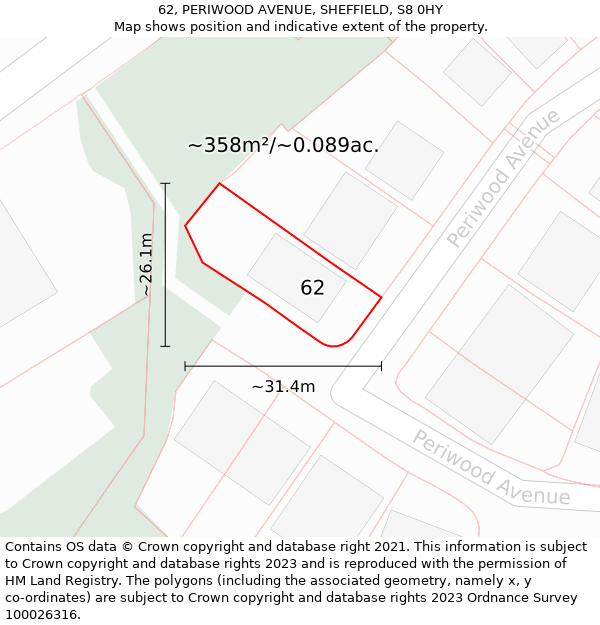 62, PERIWOOD AVENUE, SHEFFIELD, S8 0HY: Plot and title map