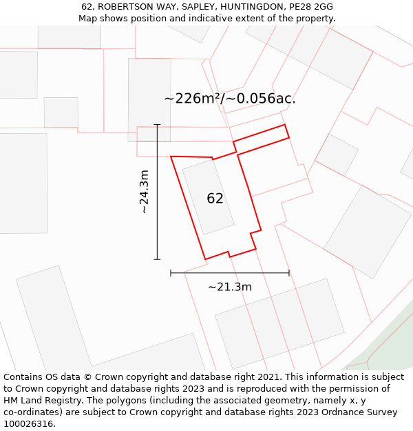 62, ROBERTSON WAY, SAPLEY, HUNTINGDON, PE28 2GG: Plot and title map