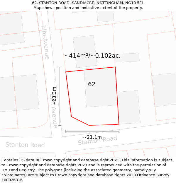 62, STANTON ROAD, SANDIACRE, NOTTINGHAM, NG10 5EL: Plot and title map