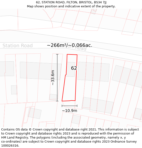 62, STATION ROAD, FILTON, BRISTOL, BS34 7JJ: Plot and title map