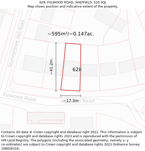 628, FULWOOD ROAD, SHEFFIELD, S10 3QJ: Plot and title map