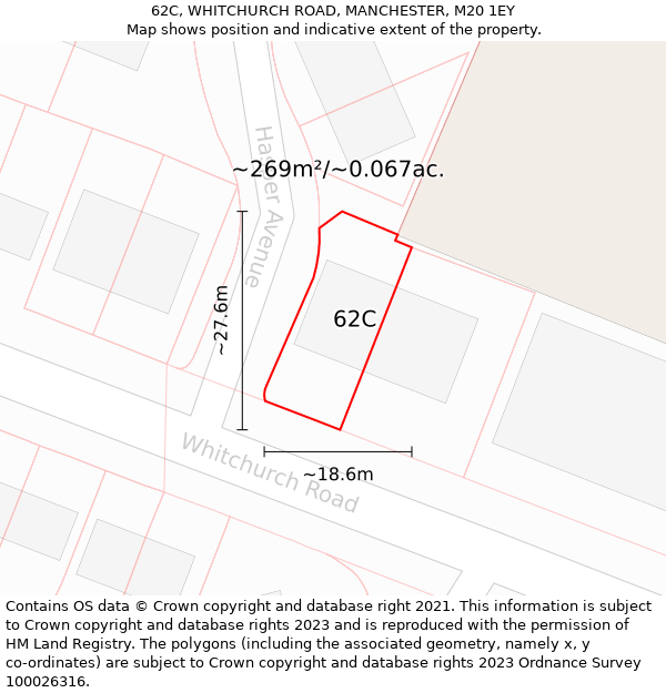 62C, WHITCHURCH ROAD, MANCHESTER, M20 1EY: Plot and title map