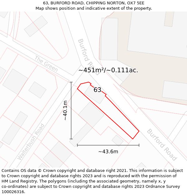 63, BURFORD ROAD, CHIPPING NORTON, OX7 5EE: Plot and title map