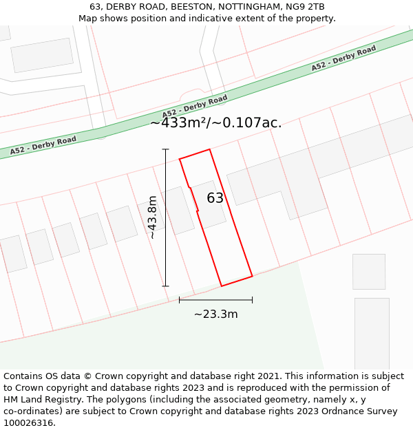 63, DERBY ROAD, BEESTON, NOTTINGHAM, NG9 2TB: Plot and title map