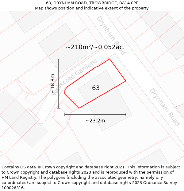 63, DRYNHAM ROAD, TROWBRIDGE, BA14 0PF: Plot and title map