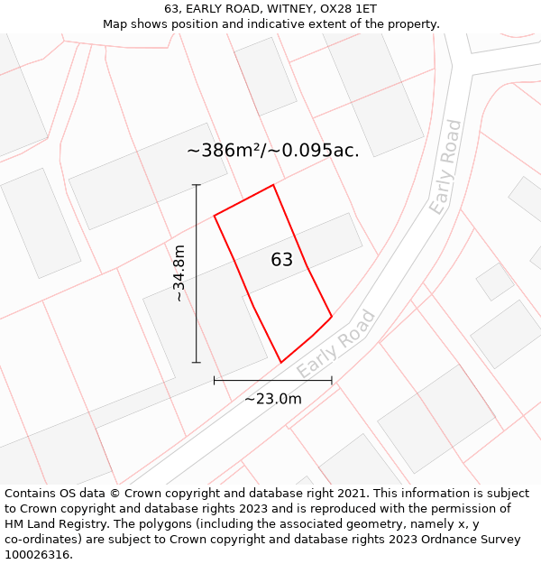 63, EARLY ROAD, WITNEY, OX28 1ET: Plot and title map