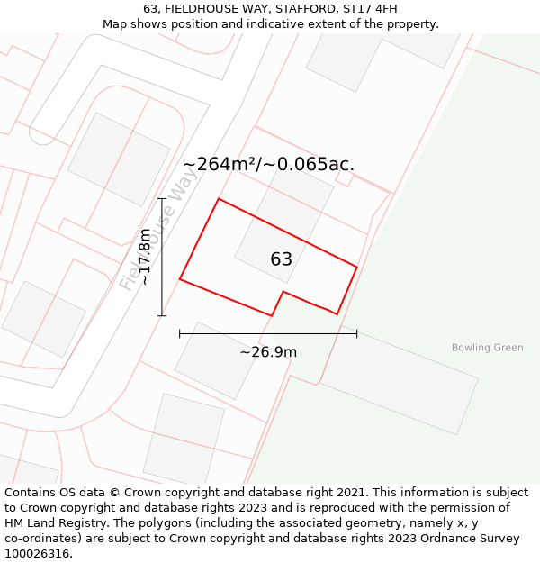 63, FIELDHOUSE WAY, STAFFORD, ST17 4FH: Plot and title map