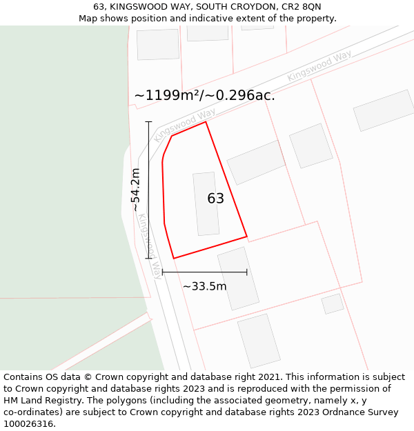 63, KINGSWOOD WAY, SOUTH CROYDON, CR2 8QN: Plot and title map