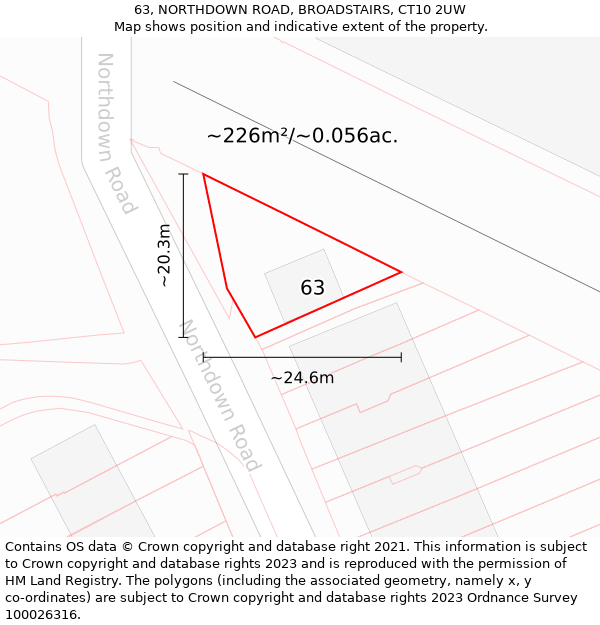 63, NORTHDOWN ROAD, BROADSTAIRS, CT10 2UW: Plot and title map