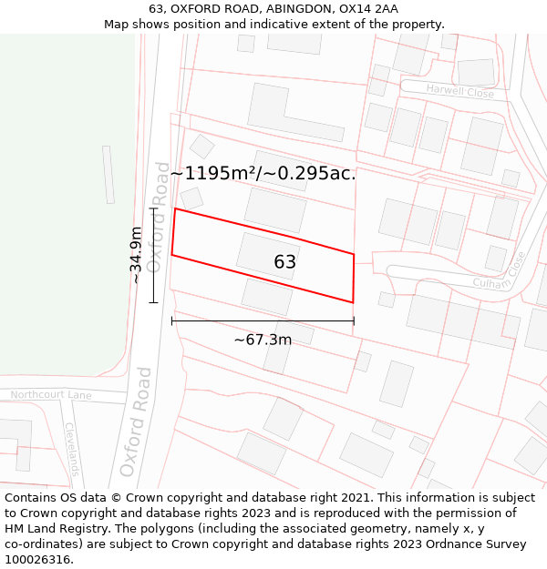 63, OXFORD ROAD, ABINGDON, OX14 2AA: Plot and title map