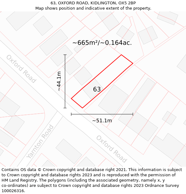 63, OXFORD ROAD, KIDLINGTON, OX5 2BP: Plot and title map