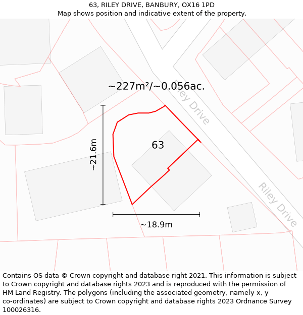 63, RILEY DRIVE, BANBURY, OX16 1PD: Plot and title map