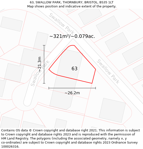 63, SWALLOW PARK, THORNBURY, BRISTOL, BS35 1LT: Plot and title map