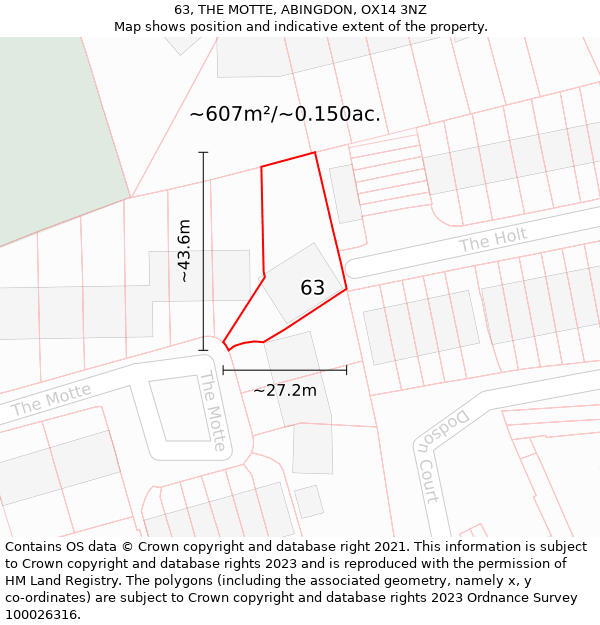 63, THE MOTTE, ABINGDON, OX14 3NZ: Plot and title map