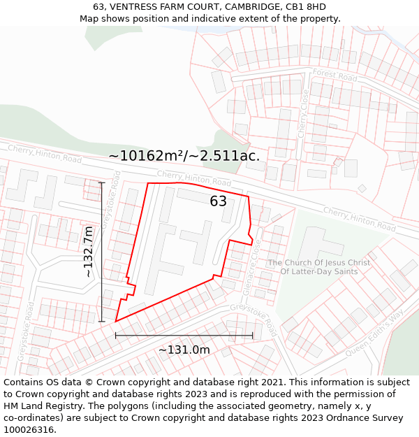 63, VENTRESS FARM COURT, CAMBRIDGE, CB1 8HD: Plot and title map