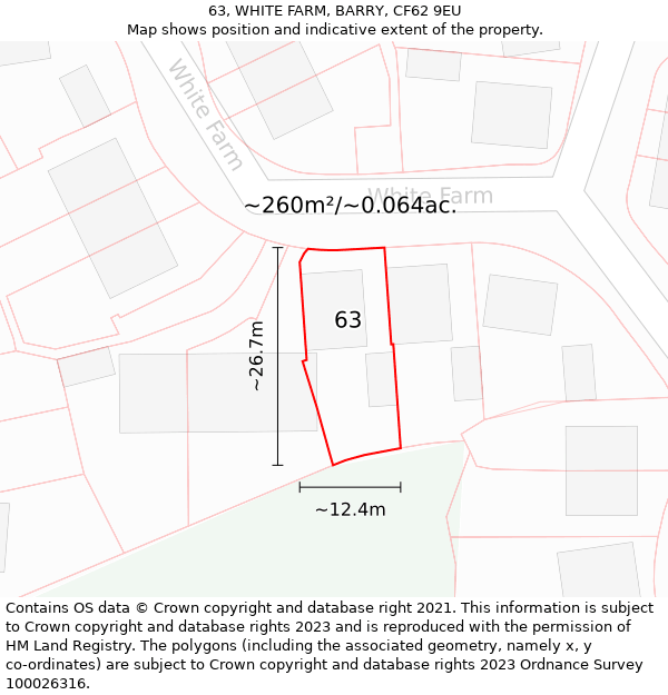 63, WHITE FARM, BARRY, CF62 9EU: Plot and title map