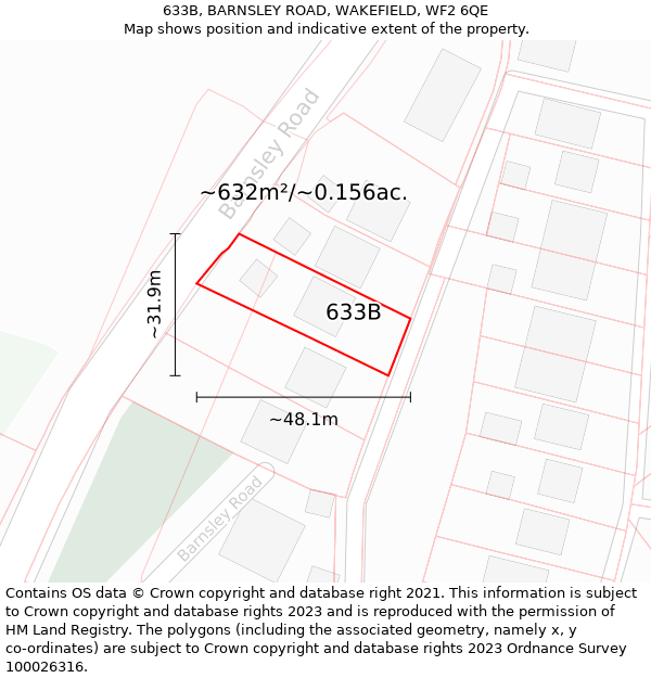 633B, BARNSLEY ROAD, WAKEFIELD, WF2 6QE: Plot and title map