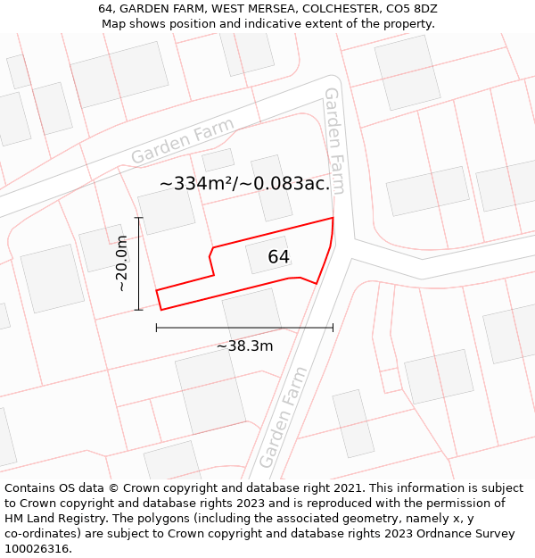 64, GARDEN FARM, WEST MERSEA, COLCHESTER, CO5 8DZ: Plot and title map