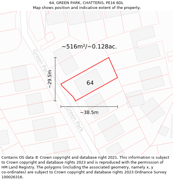 64, GREEN PARK, CHATTERIS, PE16 6DL: Plot and title map