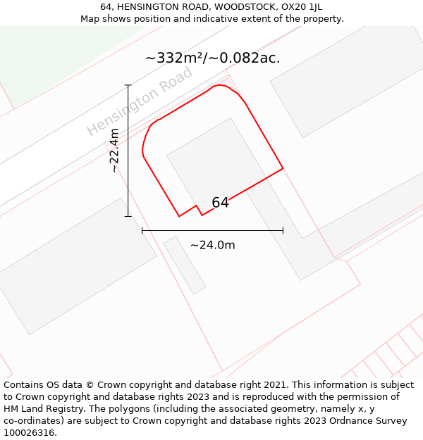 64, HENSINGTON ROAD, WOODSTOCK, OX20 1JL: Plot and title map