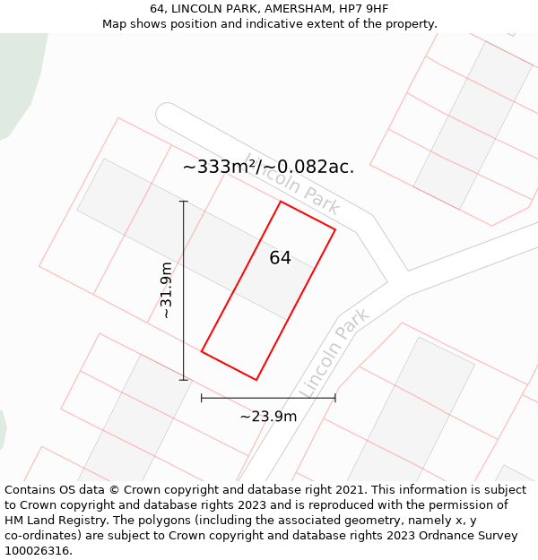 64, LINCOLN PARK, AMERSHAM, HP7 9HF: Plot and title map