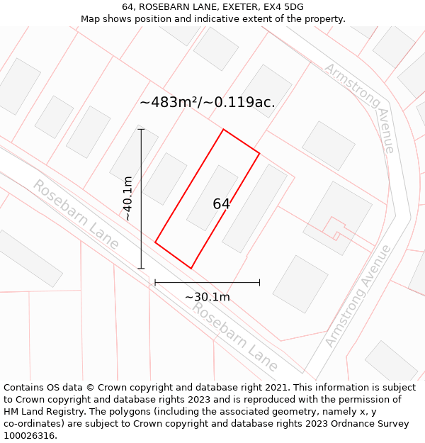 64, ROSEBARN LANE, EXETER, EX4 5DG: Plot and title map