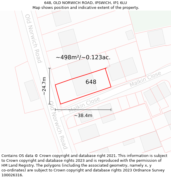 648, OLD NORWICH ROAD, IPSWICH, IP1 6LU: Plot and title map