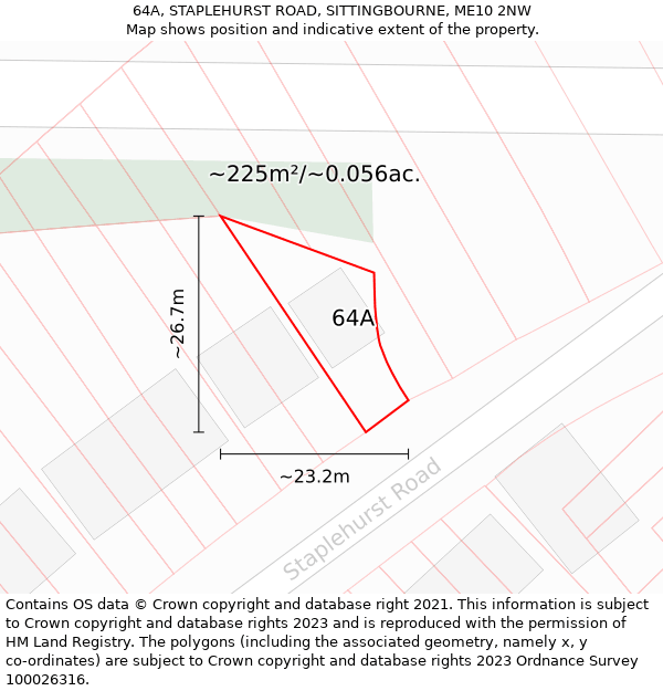 64A, STAPLEHURST ROAD, SITTINGBOURNE, ME10 2NW: Plot and title map