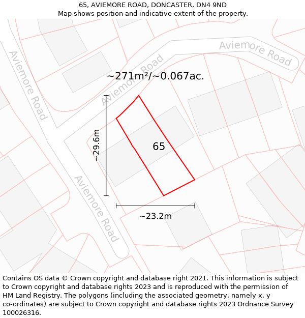 65, AVIEMORE ROAD, DONCASTER, DN4 9ND: Plot and title map