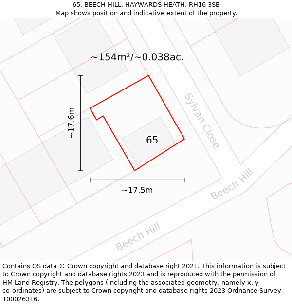 65, BEECH HILL, HAYWARDS HEATH, RH16 3SE: Plot and title map