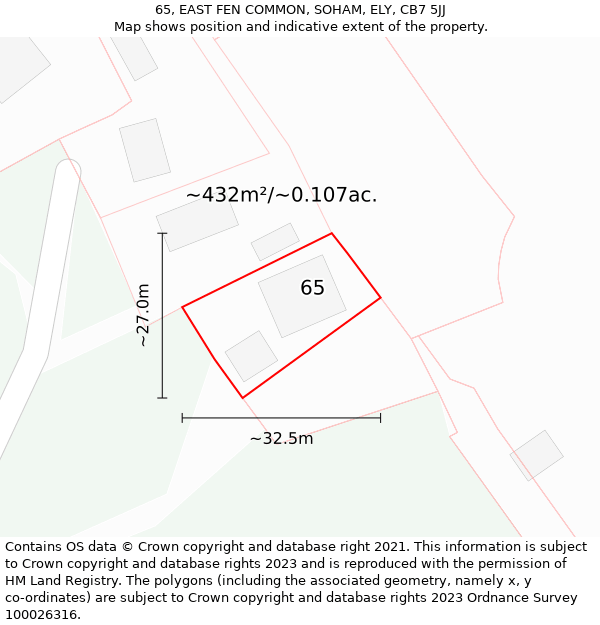 65, EAST FEN COMMON, SOHAM, ELY, CB7 5JJ: Plot and title map