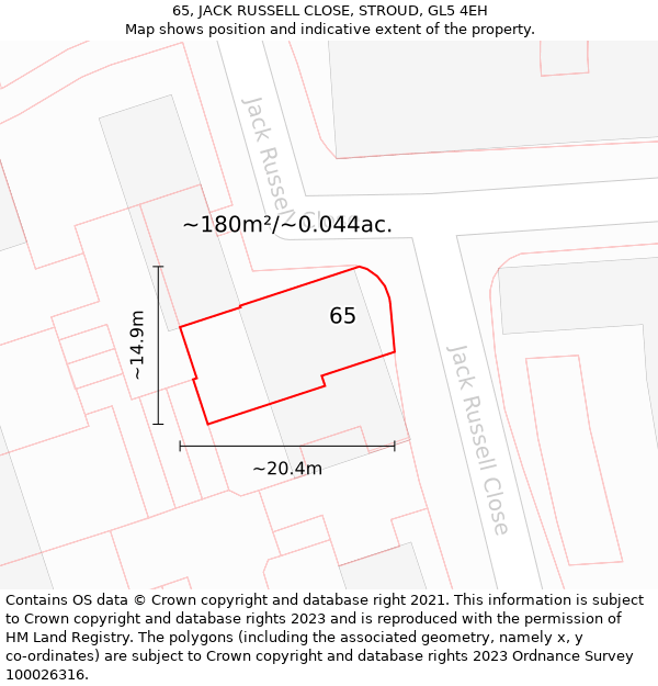 65, JACK RUSSELL CLOSE, STROUD, GL5 4EH: Plot and title map