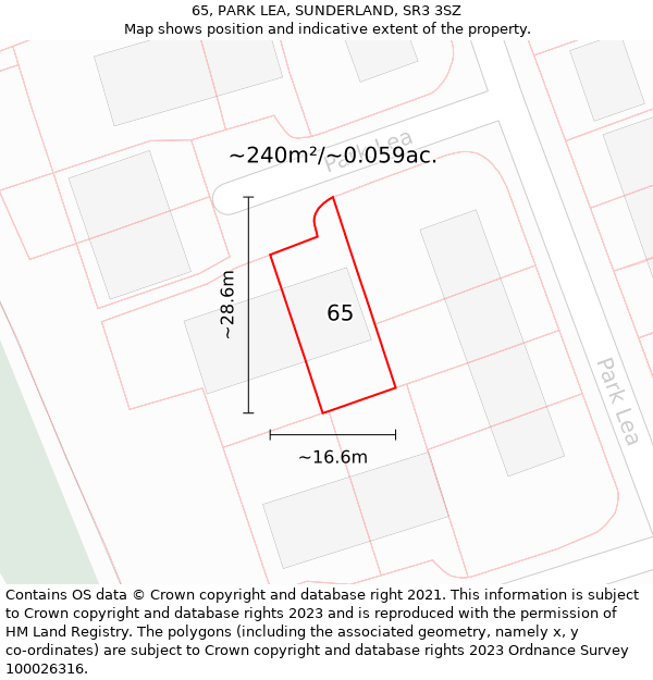 65, PARK LEA, SUNDERLAND, SR3 3SZ: Plot and title map