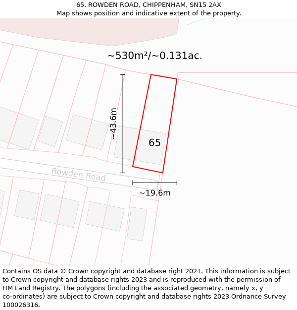 65, ROWDEN ROAD, CHIPPENHAM, SN15 2AX: Plot and title map
