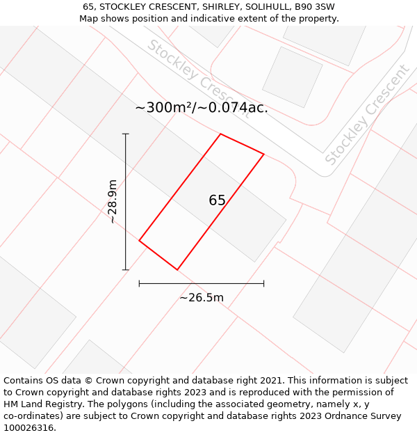 65, STOCKLEY CRESCENT, SHIRLEY, SOLIHULL, B90 3SW: Plot and title map