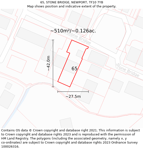 65, STONE BRIDGE, NEWPORT, TF10 7YB: Plot and title map