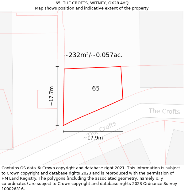 65, THE CROFTS, WITNEY, OX28 4AQ: Plot and title map