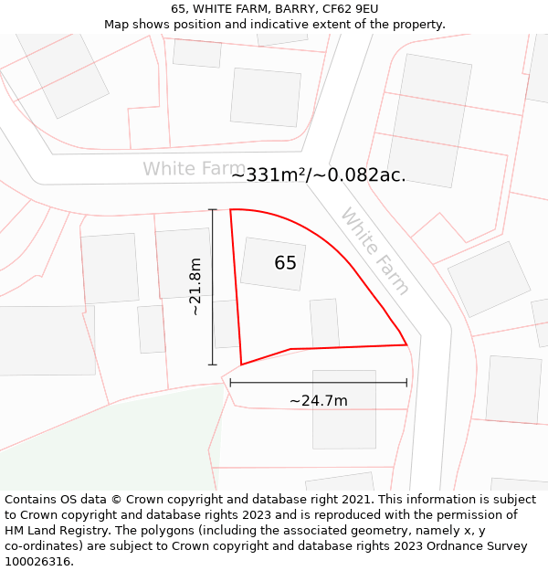 65, WHITE FARM, BARRY, CF62 9EU: Plot and title map