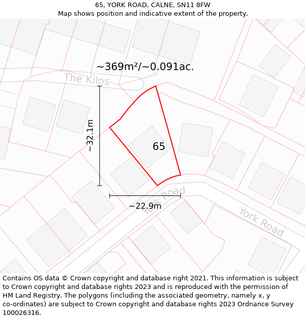 65, YORK ROAD, CALNE, SN11 8FW: Plot and title map