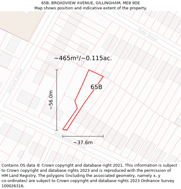 65B, BROADVIEW AVENUE, GILLINGHAM, ME8 9DE: Plot and title map