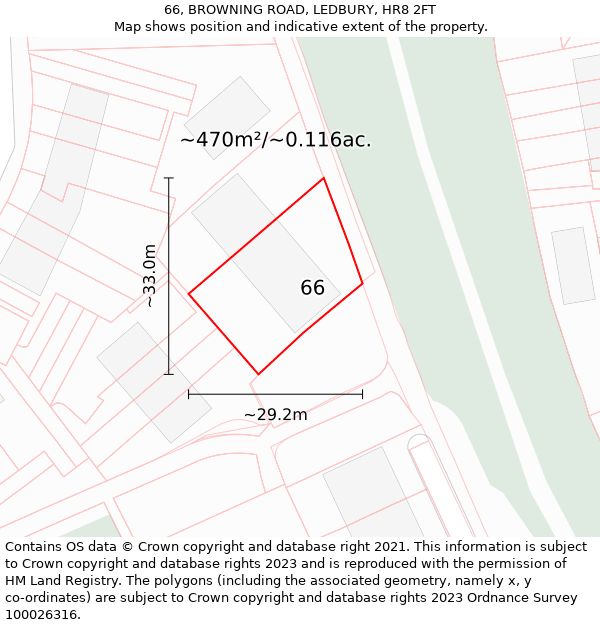 66, BROWNING ROAD, LEDBURY, HR8 2FT: Plot and title map